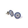 Silver Blue Eye Stud Earrings With Zircon, Sewar Silver Blue Eye Stud Earrings With Zircon