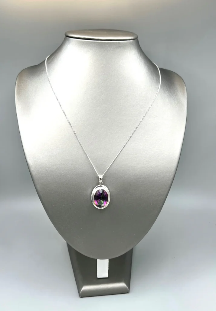 Silver Mystic Topaz Pendant Necklace With Gemstone