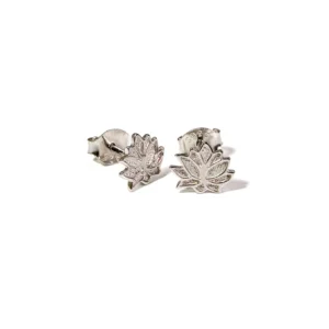 Silver Leaf Gemstone Earring With Zircon , Sewar Silver Leaf Gemstone Earring With Zircon