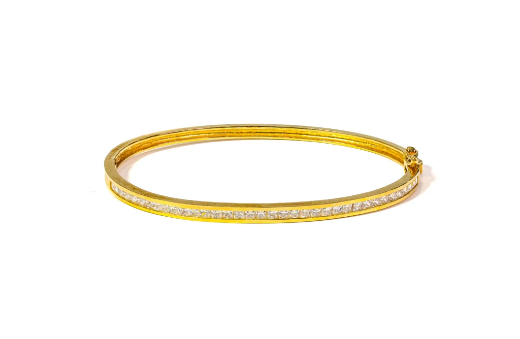 10K Gold Zirconia Bangle Bracelet